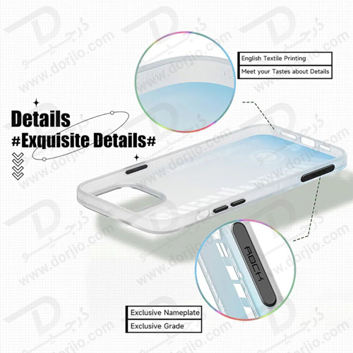 گارد اصلی ROCK آیفون 13 پرو مکس مدل Clear Blue