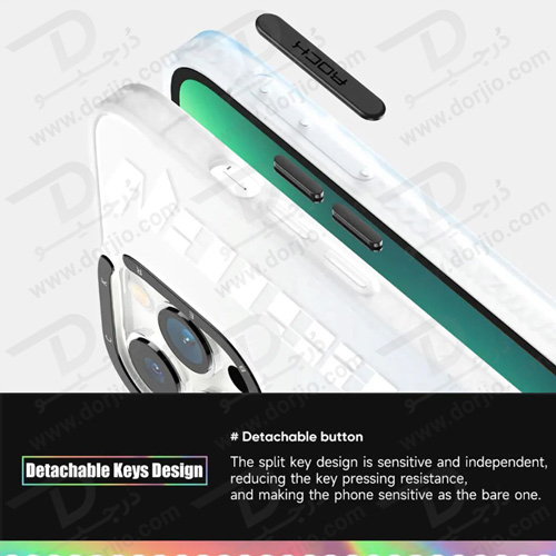 گارد اصلی ROCK آیفون 13 پرو مکس مدل Clear Blue