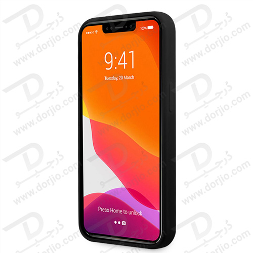گارد سیلیکونی ضد ضربه iPhone 13 Pro Max طرح BMW مدل Tricolor Vertical Lines Metal Logo