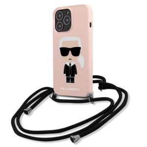 گارد سیلیکونی ضد ضربه iPhone 13 Pro طرح Karl Lagerfeld مدل بند دار Cord Ikonik
