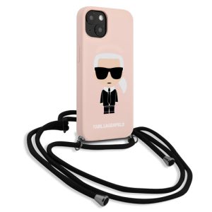 گارد سیلیکونی ضد ضربه iPhone 13 طرح Karl Lagerfeld مدل بند دار Cord Ikonik