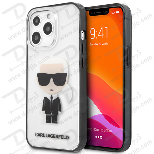 گارد شفاف iPhone 13 Pro Max طرح Karl Lagerfeld مدل With Black Outline Ikonik