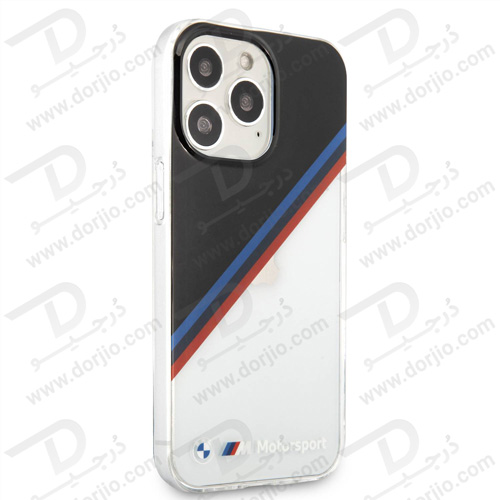گارد محافظ iPhone 13 Pro طرح BMW Motorsport مدل Collection Diagonal Tricolor Black Corner