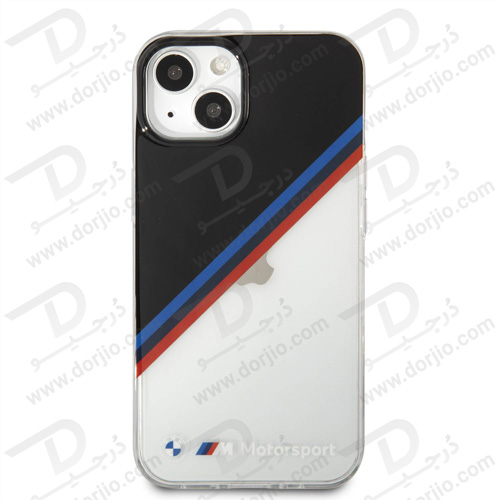 گارد محافظ iPhone 13 طرح BMW Motorsport مدل Collection Diagonal Tricolor Black Corner