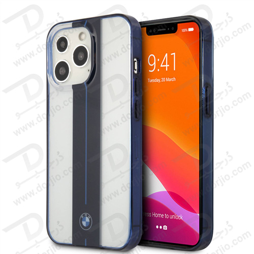 گارد محافظ فریم سرمه ای iPhone 13 Pro Max طرح BMW مدل Navy Middle Stripe & Light Blue Line With Navy Edges