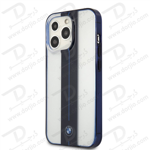 گارد محافظ فریم سرمه ای iPhone 13 Pro Max طرح BMW مدل Navy Middle Stripe & Light Blue Line With Navy Edges