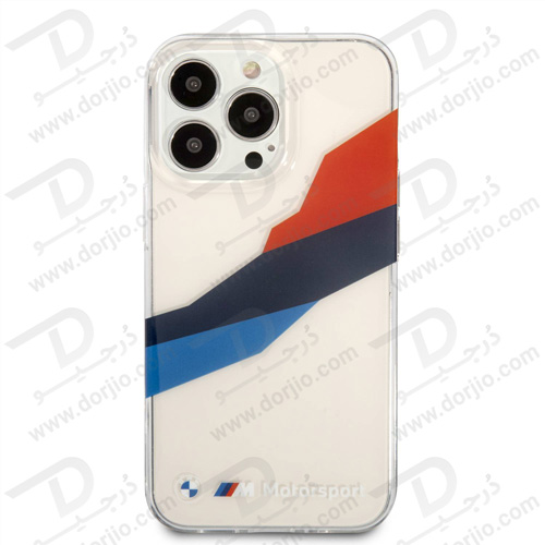 گارد محافظ فریم شفاف iPhone 13 Pro Max طرح BMW Motorsport مدل Collection Graphic Tricolor