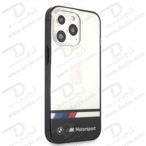 گارد محافظ فریم مشکی iPhone 13 Pro طرح BMW Motorsport مدل Collection Tricolor Stripe Black Lower Part Black Edges