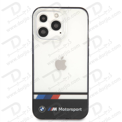 گارد محافظ فریم مشکی iPhone 13 Pro طرح BMW Motorsport مدل Collection Tricolor Stripe Black Lower Part Black Edges