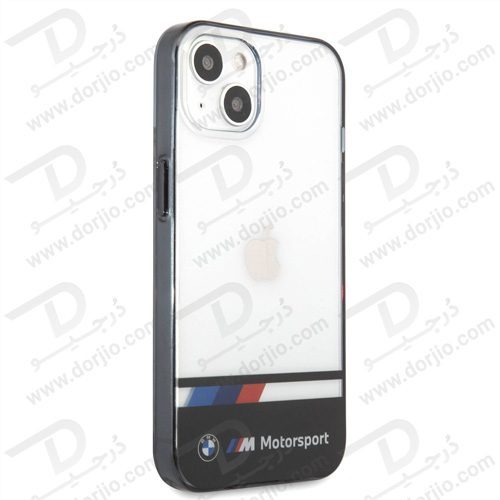 گارد محافظ فریم مشکی iPhone 13 طرح BMW Motorsport مدل Collection Tricolor Stripe Black Lower Part Black Edges