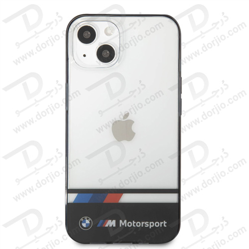 گارد محافظ فریم مشکی iPhone 13 طرح BMW Motorsport مدل Collection Tricolor Stripe Black Lower Part Black Edges