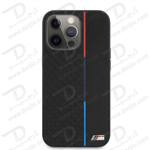 گارد چرمی PU ضد ضربه iPhone 13 Pro Max طرح BMW مدل Small Triangle Pattern And Constrasted Tricolor Strip