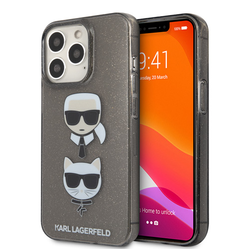 گارد ژله ای اکلیلی iPhone 13 Pro طرح Karl Lagerfeld مدل Embossed Karl And Choupette Head