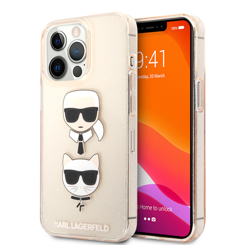 گارد ژله ای اکلیلی iPhone 13 Pro طرح Karl Lagerfeld مدل Embossed Karl And Choupette Head