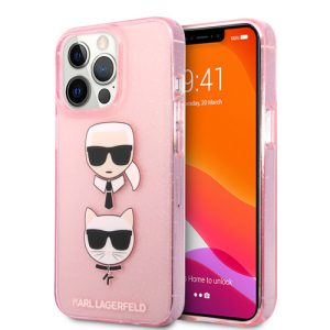 گارد ژله ای اکلیلی iPhone 13 Pro طرح Karl Lagerfeld مدل Embossed Karl And Choupette Head
