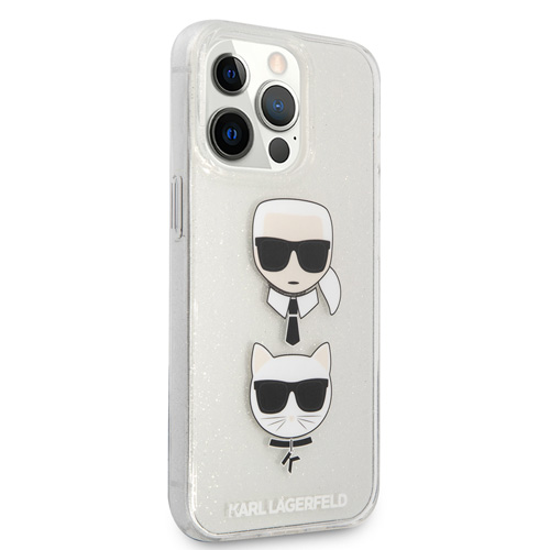 گارد ژله ای اکلیلی iPhone 13 Pro طرح Karl Lagerfeld مدل Embossed Karl And Choupette Head