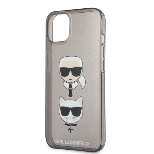 گارد ژله ای اکلیلی iPhone 13 طرح Karl Lagerfeld مدل Embossed Karl And Choupette Head