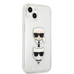 گارد ژله ای اکلیلی iPhone 13 طرح Karl Lagerfeld مدل Embossed Karl And Choupette Head