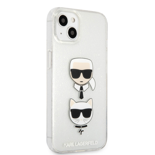 گارد ژله ای اکلیلی iPhone 13 طرح Karl Lagerfeld مدل Embossed Karl And Choupette Head