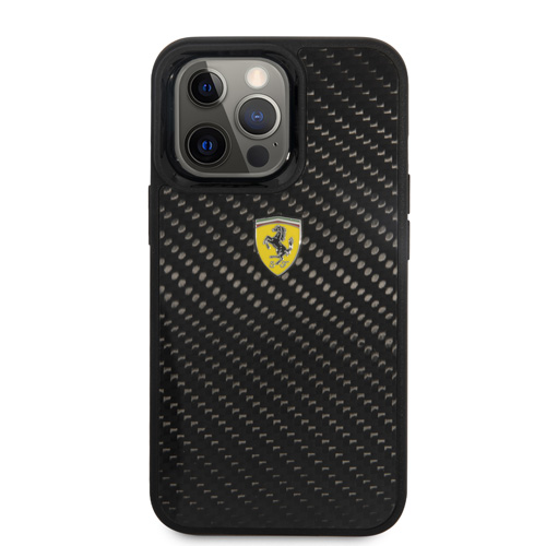 گارد کربنی iPhone 13 Pro Max طرح Ferrari مدل Real Carbon Metal Logo