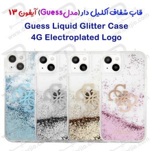 قاب شفاف اکلیلی iPhone 13 مدل Guess Glitter 4G Electroplated Logo