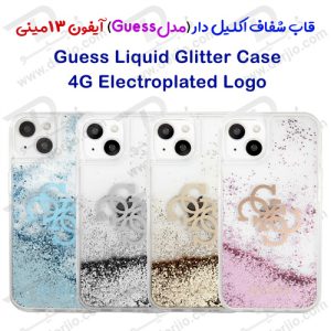 قاب شفاف اکلیلی iPhone 13 Mini مدل Guess Glitter 4G Electroplated Logo