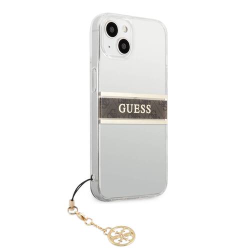 قاب شفاف طرح دار بند زنجیری iPhone 13 مدل Guess 4G Stripe With Charm
