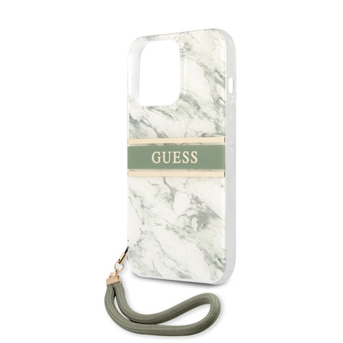 گارد بند دار طرح ماربل iPhone 13 Pro Max مدل Guess Marble Design And Stripe With Nylon Strap