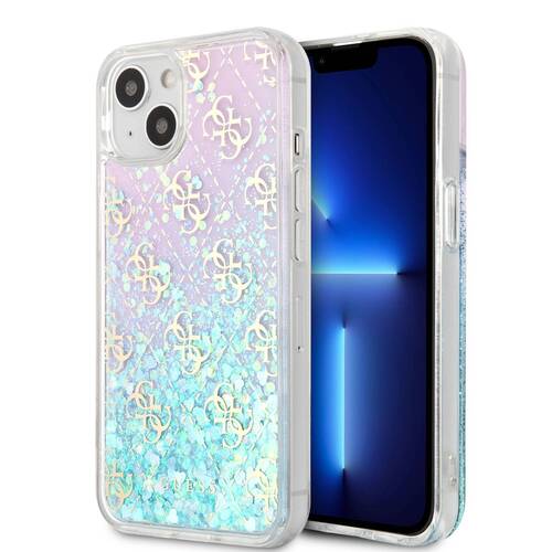 گارد طرح دار اکلیلی iPhone 13 مدل Guess Liquid Glitter 4G Pattern Gradient Background