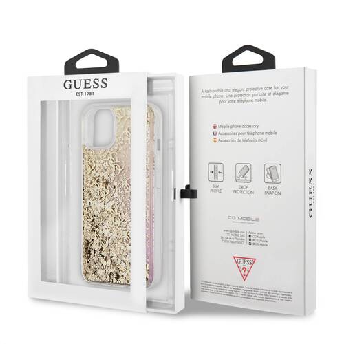 گارد طرح دار اکلیلی iPhone 13 مدل Guess Liquid Glitter 4G Pattern Gradient Background