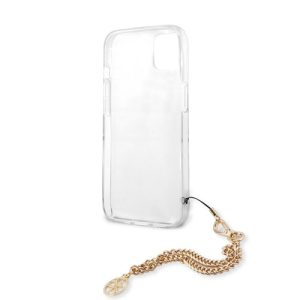 گارد طرح پلنگی بند زنجیری iPhone 13 مدل Guess Leopard Print And Stripe With Charm Chain