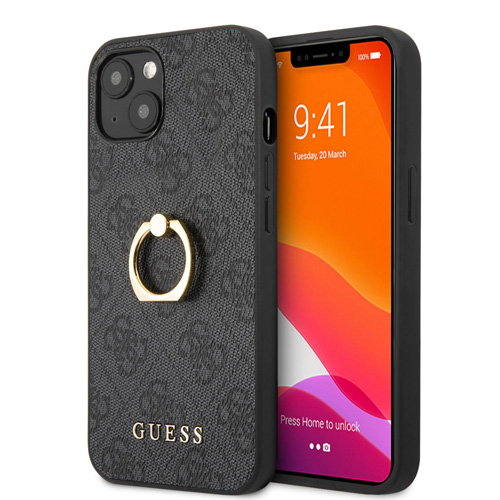 گارد چرمی رینگی iPhone 13 Mini طرح Guess PU Leather 4G With Ring Stand