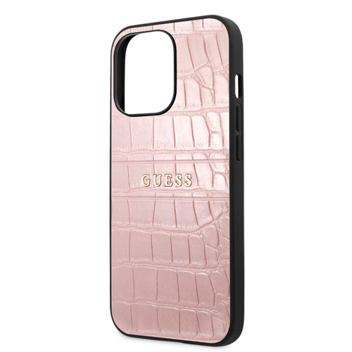 گارد چرمی iPhone 13 Pro Max طرح Guess PU Leather Croco Hot Stamped Lines And Metal Logo