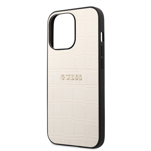 گارد چرمی iPhone 13 Pro Max طرح Guess PU Leather Croco Hot Stamped Lines And Metal Logo