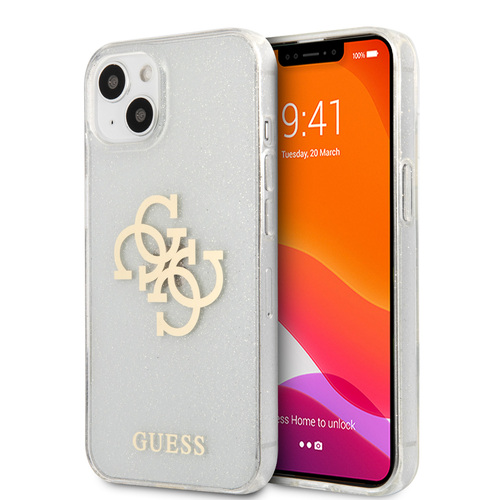 گارد ژله ای اکلیلی iPhone 13 مدل Guess TPU Full Glitter 4G Logo