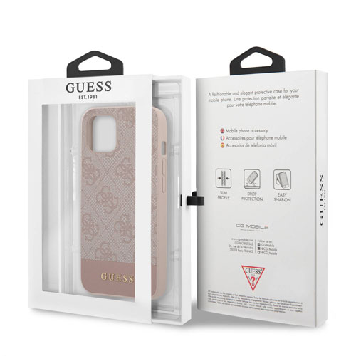 گارد PU طرح دار iPhone 13 مدل Guess With Bottom Stripe Metal Logo