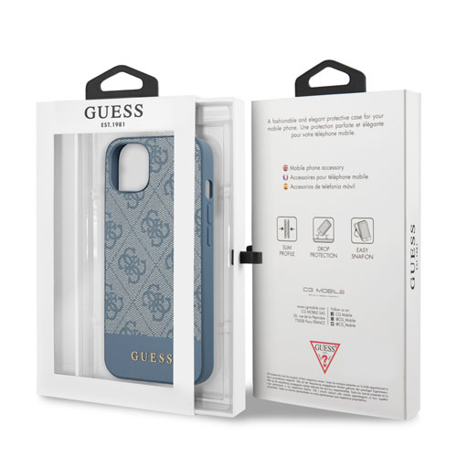 گارد PU طرح دار iPhone 13 مدل Guess With Bottom Stripe Metal Logo