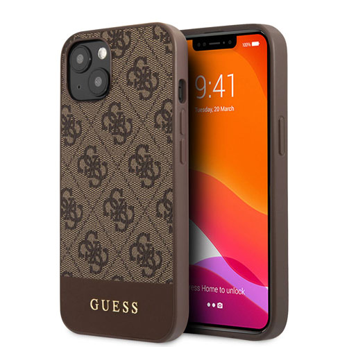 گارد PU طرح دار iPhone 13 مدل Guess With Bottom Stripe Metal Logo