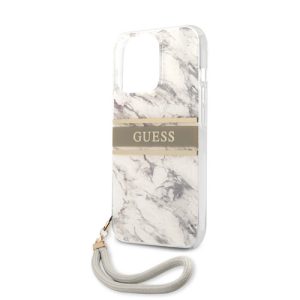 گارد بند دار طرح ماربل iPhone 13 Pro Max مدل Guess Marble Design And Stripe With Nylon Strap