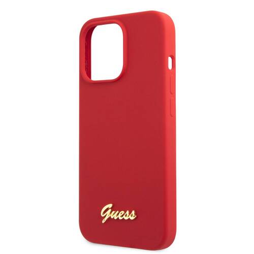 گارد سیلیکونی لوگو فلزی iPhone 13 Pro مدل Guess Gold Metal Logo Script
