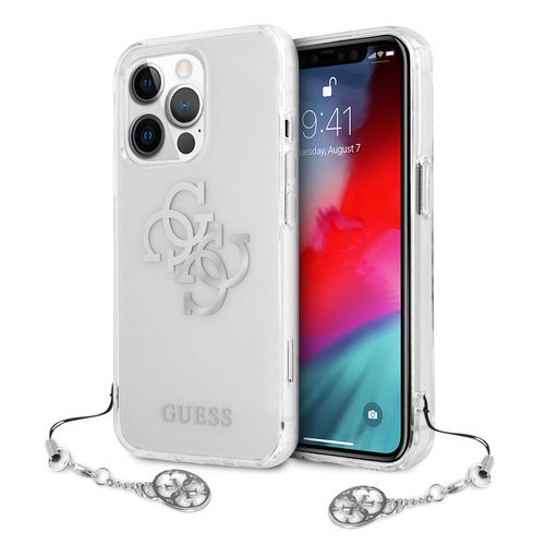 گارد شفاف بند فلزی iPhone 13 Pro Max مدل Guess 4G Electroplated Logo With Charm