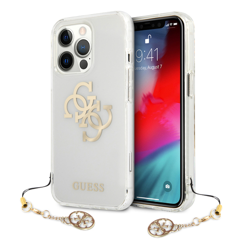 گارد شفاف بند فلزی iPhone 13 Pro Max مدل Guess 4G Electroplated Logo With Charm