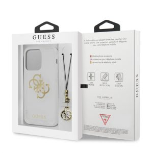 گارد شفاف بند فلزی iPhone 13 Pro Max مدل Guess 4G Electroplated Logo With Charm