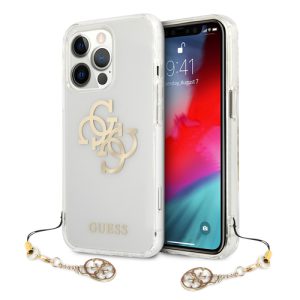 گارد شفاف بند فلزی iPhone 13 Pro مدل Guess 4G Electroplated Logo With Charm