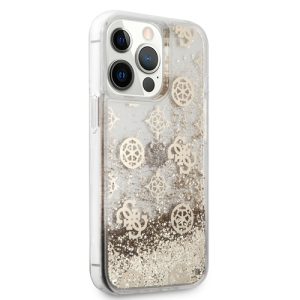 گارد شفاف طرح دار اکلیلی iPhone 13 Pro مدل Guess Glitter Electroplated Peony Logo