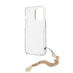 گارد طرح پلنگی بند زنجیری iPhone 13 Pro مدل Guess Leopard Print And Stripe With Charm Chain