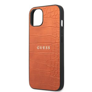گارد چرمی iPhone 13 Mini طرح Guess PU Leather Croco Hot Stamped Lines And Metal Logo