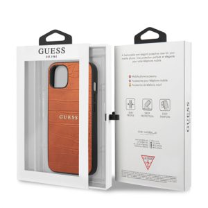 گارد چرمی iPhone 13 Mini طرح Guess PU Leather Croco Hot Stamped Lines And Metal Logo