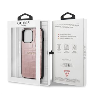گارد چرمی iPhone 13 Pro طرح Guess PU Leather Croco Hot Stamped Lines And Metal Logo