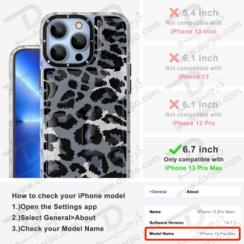 خرید قاب محافظ iPhone 13 Pro Max مارک YOUNGKIT طرح Leopard کد 2